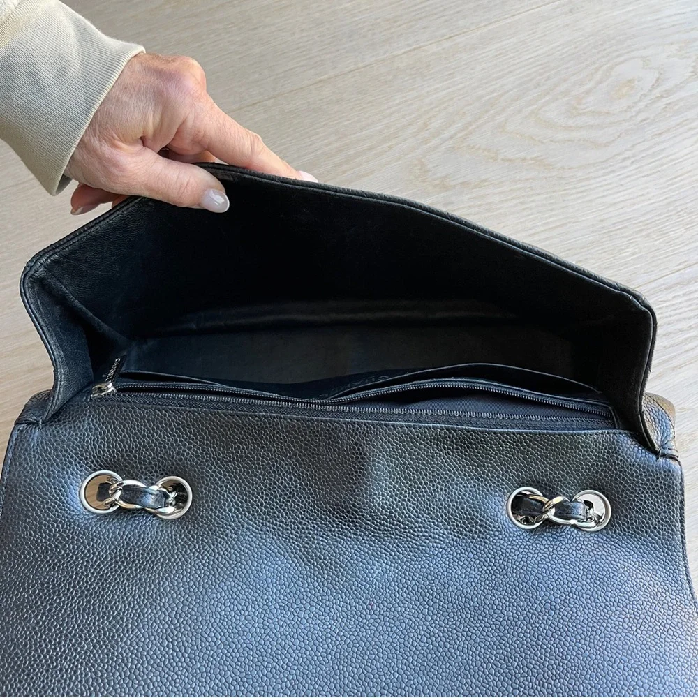 Chanel Jumbo Single Flap Black Caviar Silver Hardware - Picture 8 of 14